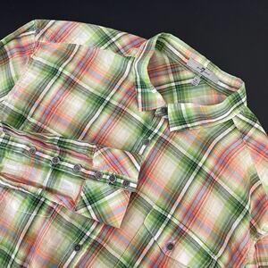 7 For All Mankind Shirt Mens XL Plaid Button Up Long Sleeve Lightweight Colorful